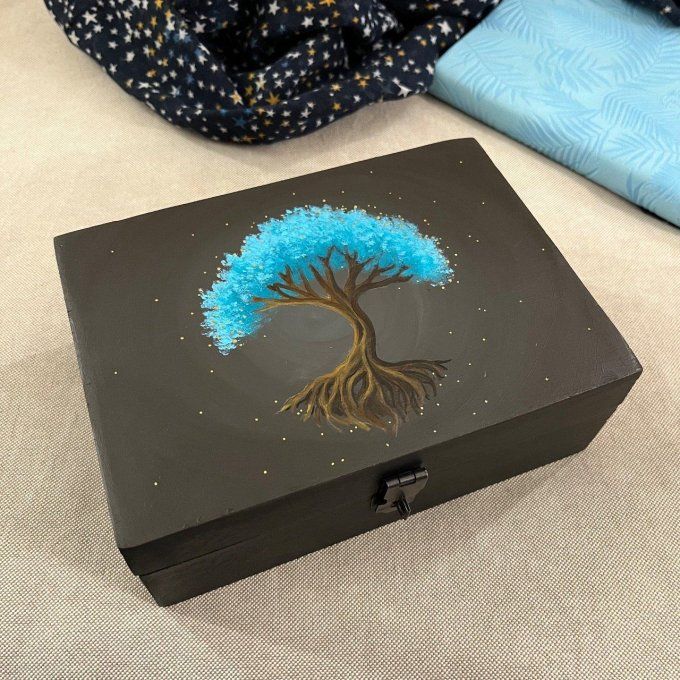Boîte à bijoux arbre de vie bleu