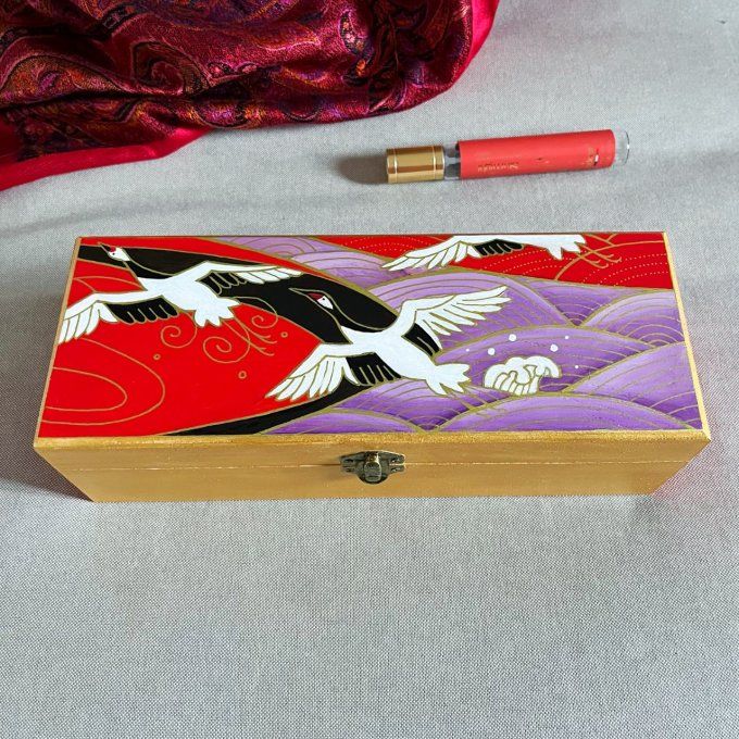 Boîte à bijoux grues japonaises