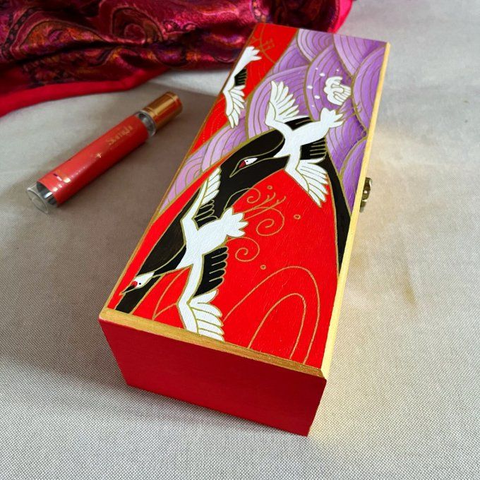 Boîte à bijoux grues japonaises