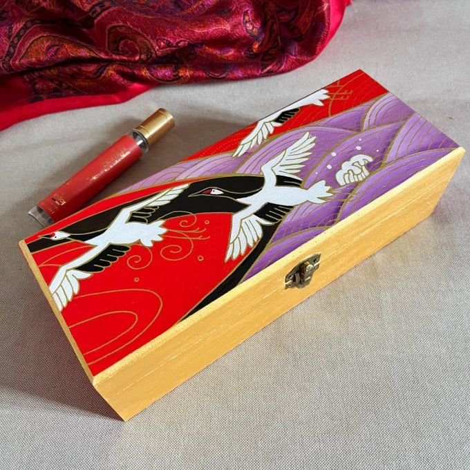 Boîte à bijoux grues japonaises