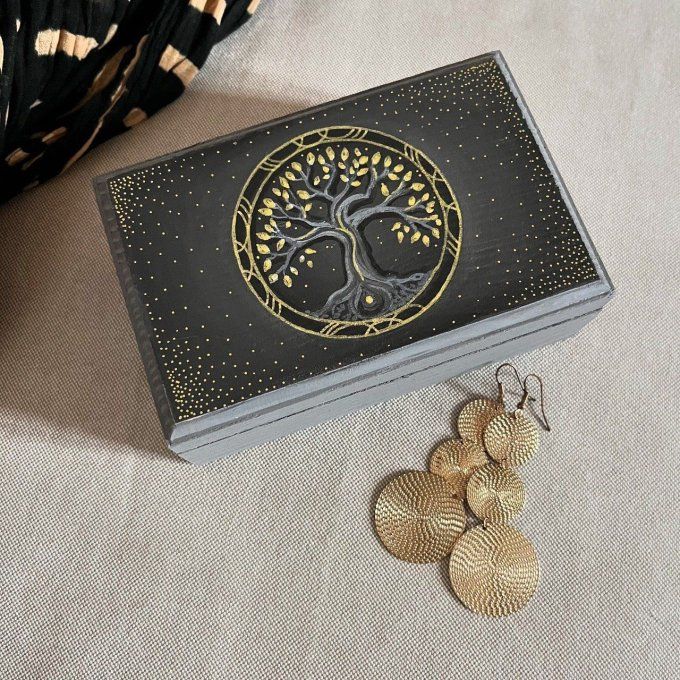 Boîte à bijoux Arbre gris et or