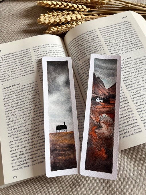 MARQUE PAGES AQUARELLE LA RENCONTRE